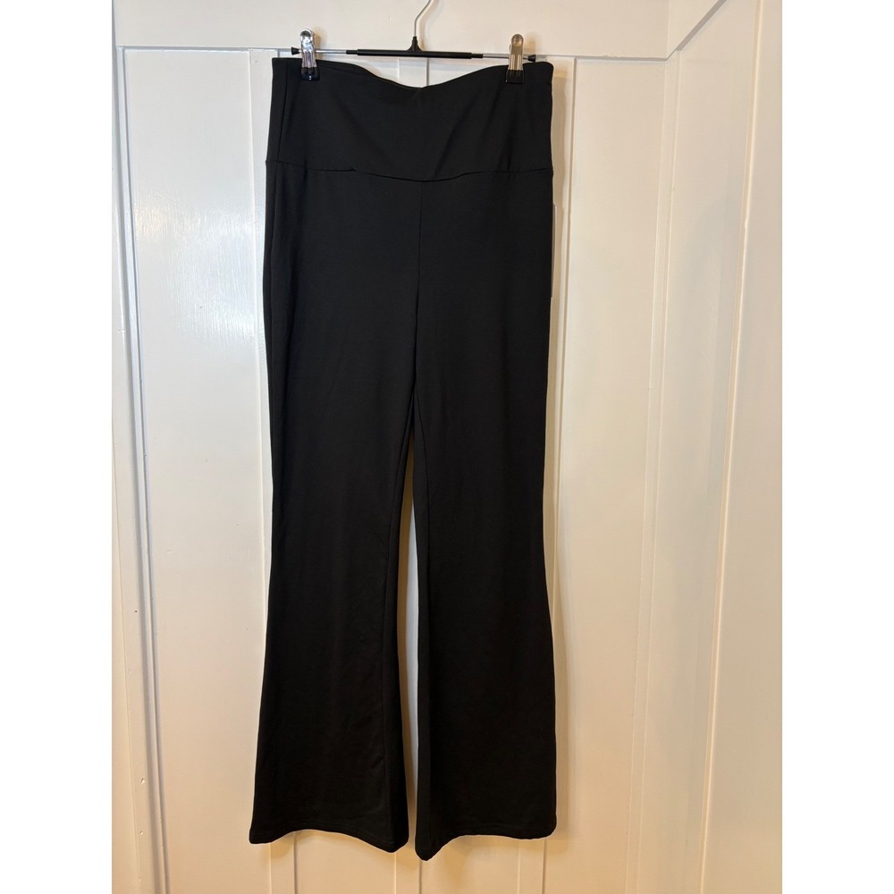 Shosho Womens Black High Waisted Flare Leg Soft Stretch Pants Size L